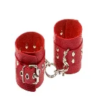 Наручники Leather Rastraints Hand Cuffs, Red - мініатюра 1
