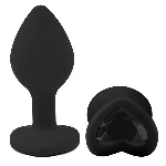 Анальная пробка EGZO Black Heart Plug черная силиконовая анатомическая, размер S - мініатюра 2