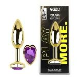 Анальная пробка с кристаллом EGZO - Gold Heart Plug Purple size S - мініатюра 1