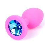 Силиконовая анальная пробка Boss Series - Jewellery Pink Silicon PLUG Small Light Blue S - мініатюра 2