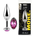 Анальная пробка с кристаллом EGZO - Silver Round Plug Rose size M - мініатюра 1