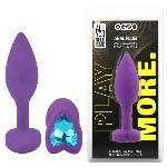Анальная пробка EGZO Silicone Violet Heart Plug, размер S, фиолетовая с синим кристаллом - мініатюра 1