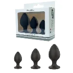 Набор анальных стимуляторов Boss Series - Silicone Anal Plugs Set (2,8 / 3,5 / 4,4 cm) - мініатюра 1