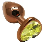 Анальный плаг с кристаллом EGZO Dark Gold Heart Plug Lime, металлический, размер S - мініатюра 2