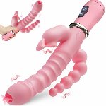 Вагинальный, клиторальный, анальный вибратор "Womans touch", 12 режимов вибрации, цвет розовый - мініатюра 3