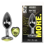 Анальная пробка EGZO Dark Silver Heart Plug S с кристаллом-сердцем, металлическая - мініатюра 1