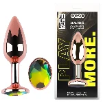Анальная пробка EGZO Rose Gold M с радужным кристаллом, нержавеющая сталь - мініатюра 1