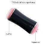 Мастурбатор с двумя входами FOXSHOW Vibrating Masturbation Cup USB 10 function + Interactive Function Black - мініатюра 7