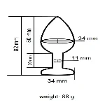 Анальная пробка EGZO Dark Silver Heart Plug M из стали с синим кристаллом - мініатюра 5