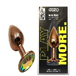 Анальная пробка с кристаллом EGZO - Dark Gold Round Plug Rainbow, size S - мініатюра 1