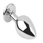 Анальная пробка с кристаллом EGZO - Silver Round Plug Purple size M - мініатюра 3