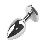 Анальная пробка с кристаллом EGZO - Silver Heart Plug Pink size M - мініатюра 3