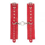 Наручники Leather Double Fix Hand Cuffs, Red - мініатюра 2