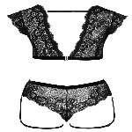 Кружевной комплект с гартерами от Cottelli LINGERIE Размер S - мініатюра 5