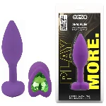 Анальная пробка EGZO Silicone Violet Heart Plug Lime S, фиолетовая, медицинский силикон - мініатюра 1