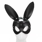 Маска зайчик БДСМ "Black rabbit", цвет чёрный - мініатюра 1