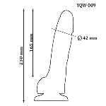 Большой фаллоимитатор с мошонкой на присоске OYO - Dildo Double Layer Silicone YQW-009 (длина 23 см, диаметр 4.2 см) - мініатюра 6