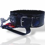 Мягкий черный ошейник "Love leash" с цепочкой-поводком и удобным черным держателем  Экокожа-металл - мініатюра 3
