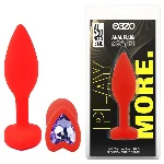 Анальная пробка EGZO Red Heart Plug, красная силиконовая с кристаллом, размер S - мініатюра 1