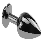 Анальная пробка EGZO Dark Silver Heart Plug S металлическая с синим кристаллом - мініатюра 3