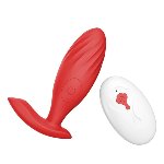 Анальная пробка с вибрацией «ButBut anal plug», с пультом дистанционного управления, 10 режимов вибрации, цвет красный - мініатюра 1