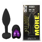 Анальная пробка EGZO Black Heart Plug S с фиолетовым кристаллом, медицинский силикон - мініатюра 1