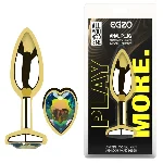 Анальная пробка EGZO Gold Heart Plug Rainbow M с радужным кристаллом для фистинга - мініатюра 5