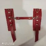 Премиум наручники из натуральной кожи Soft Skin BDSM Desire красный - мініатюра 1