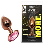 Анальная пробка EGZO Dark Gold S с розовым кристаллом, металлическая анатомическая - мініатюра 1