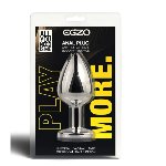 Анальная пробка с кристаллом EGZO - Silver Round Plug Rose size M - мініатюра 3