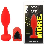 Анальная пробка EGZO Silicone Red Heart Plug S, медицинский силикон, красная - мініатюра 1