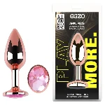 Анальная пробка EGZO Rose Gold Round Plug S с розовым кристаллом, розовое золото - мініатюра 1