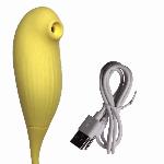 Вагинально-клиторальный вибратор "Tide bird, jump eggs", вакуум и подвижное виброяйцо, жёлтый - мініатюра 3