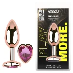 Анальная пробка EGZO Rose Gold Heart Plug Rose S со стальным корпусом и кристаллом - мініатюра 1