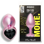 Анальная пробка EGZO Pink Perl Heart Plug S розовая металлическая с кристаллом - мініатюра 1