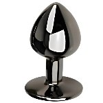 Анальная пробка с кристаллом EGZO - Dark Gray Round Plug Red, size S - мініатюра 3