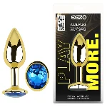Анальная пробка EGZO Gold Round Plug S с кристаллом, металлическая, золотая - мініатюра 5