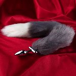Набор (анальная пробка с хвостом + ушки) Passion She-wolf серо-белый - мініатюра 5