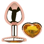 Анальная пробка EGZO Rose Gold Heart Plug S с янтарным кристаллом-сердцем - мініатюра 2