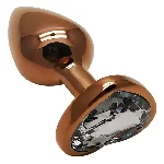 Анальная пробка EGZO Dark Gold Heart Plug S, стальная с кристаллом, 7,1 см - мініатюра 2