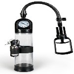 Вакуумная вибропомпа с манометром и вибрацией Penis Pump Steam-Gauge прозрачный - мініатюра 2