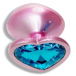 Анальная пробка EGZO Pink Perl Heart Plug S с кристаллом, розовая металлическая - мініатюра 2