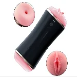 Мастурбатор с двумя входами FOXSHOW Vibrating Masturbation Cup USB 10 function + Interactive Function Black - мініатюра 1