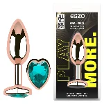 Анальная пробка EGZO Rose Gold Heart Marine M из нержавеющей стали с кристаллом - мініатюра 1