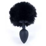 Анальная пробка ( размер S ) с хвостом Boss Series - Silicon PLUG Bunny Tail Black - мініатюра 4