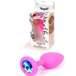Силиконовая анальная пробка Boss Series - Jewellery Pink Silicon PLUG Small Light Blue S - мініатюра 1