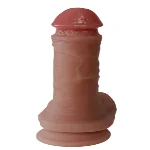 Большой фаллоимитатор с мошонкой на присоске OYO - Dildo Double Layer Silicone YQW-071 (длина 20.5 см, диаметр 3.5 см) - мініатюра 4