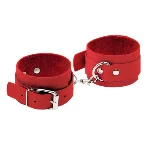 Наручники Leather Standart Hand Cuffs, Red, кожа - мініатюра 1