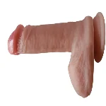 Большой фаллоимитатор с мошонкой на присоске OYO - Dildo Double Layer Silicone YQW-071 (длина 20.5 см, диаметр 3.5 см) - мініатюра 5