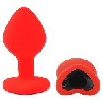 Анальная пробка EGZO Silicone Red Heart Plug S, медицинский силикон, красная - мініатюра 2